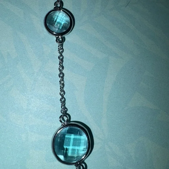 Vintage Sterling Silver 925  Blue Topaz Necklace 18 In 3 In Extender - Picture 4 of 6